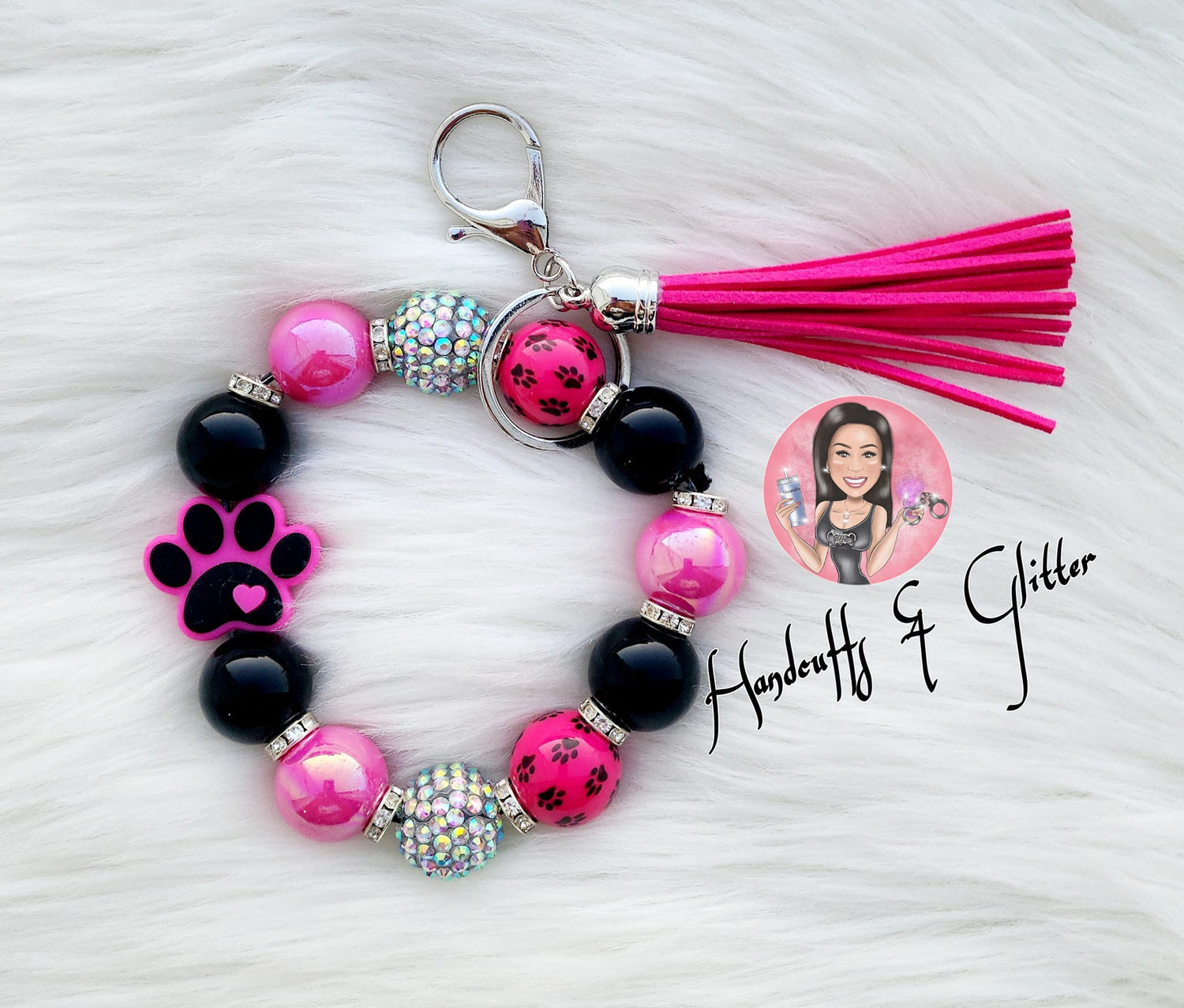 Wristlet Keychains (20mm Bubblegum Beads)