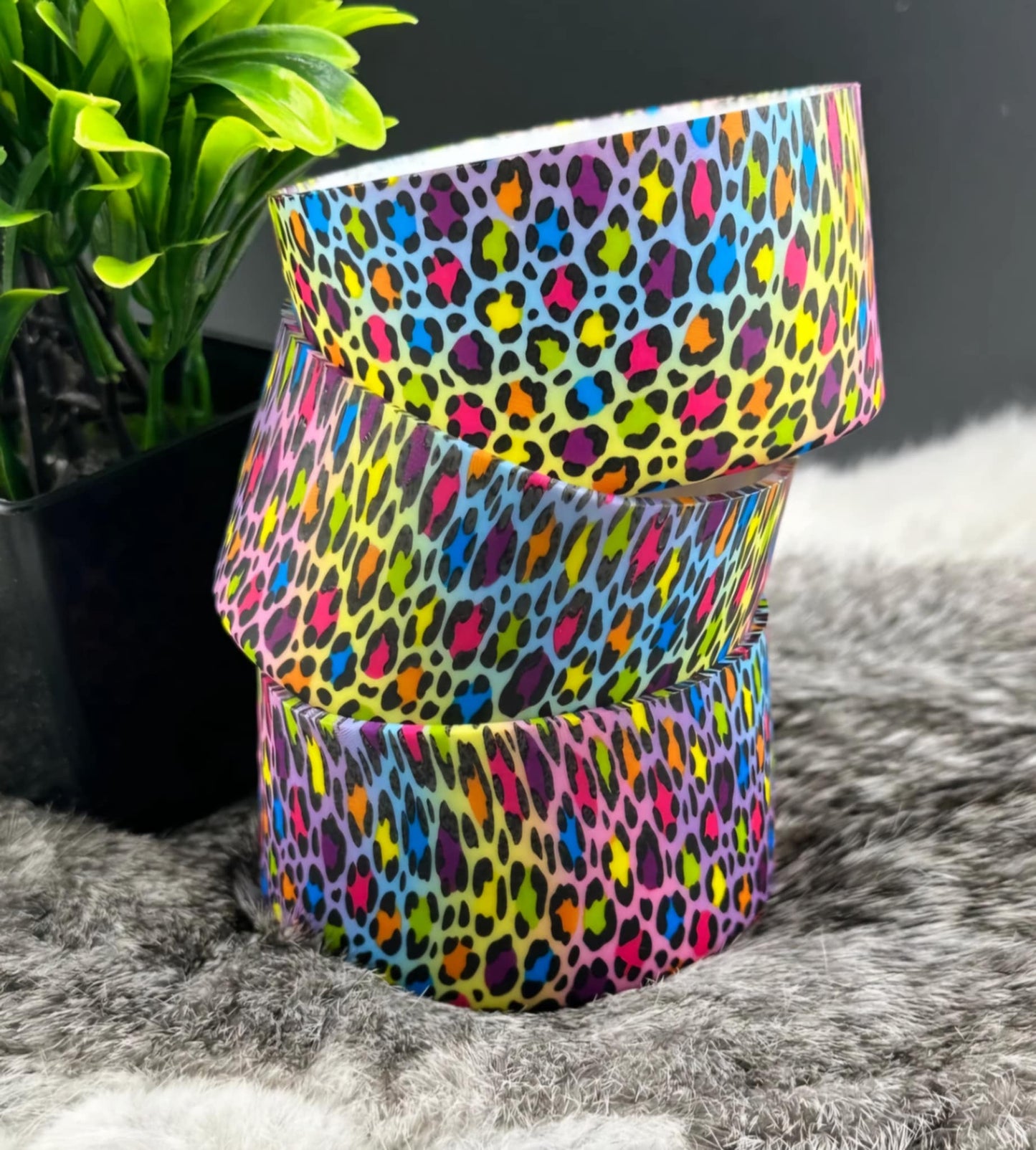 Tumbler Accessories: Silicone Boot - Rainbow Leopard