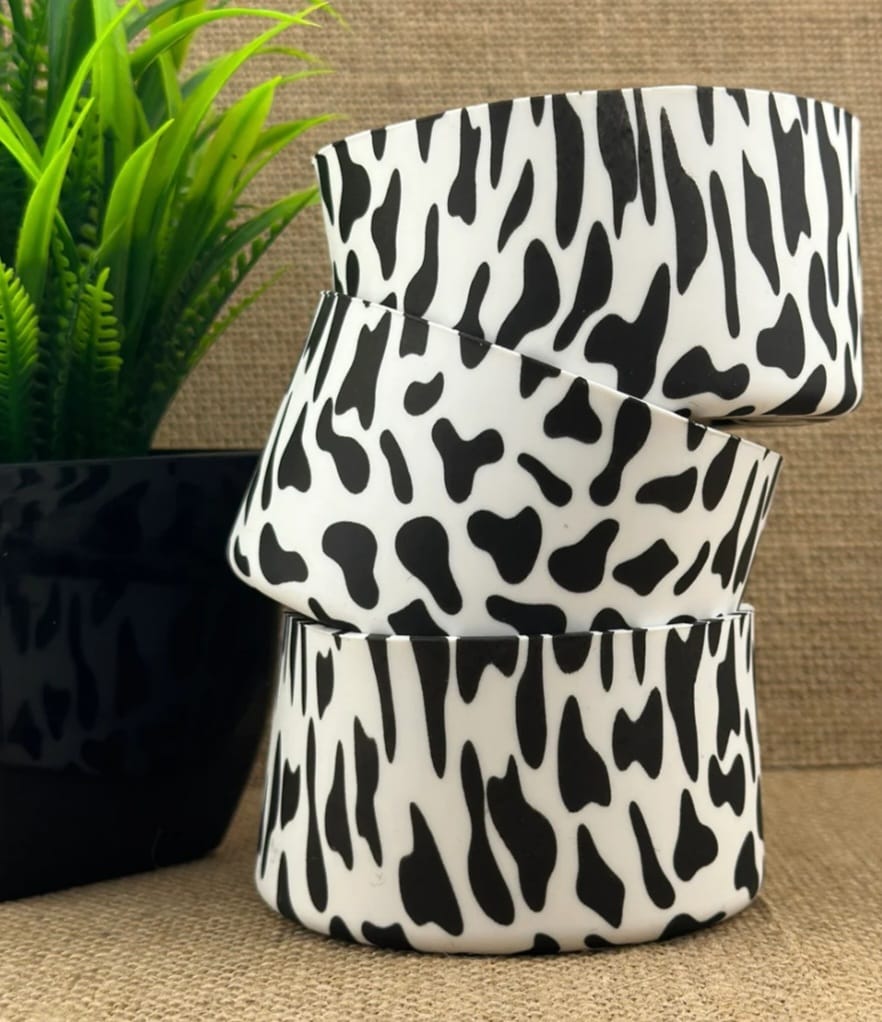 Tumbler Accessories: Silicone Boot - Black Cow Print