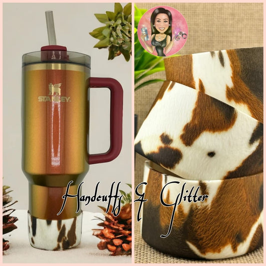 Tumbler Accessories: SET Option = Boot & Straw Topper Set / Cowhide