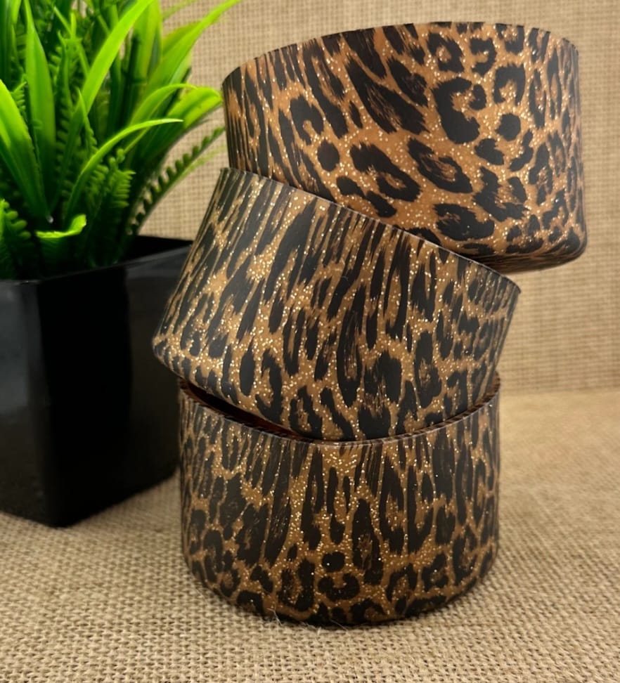 Tumbler Accessories: Silicone Boot - Bonze Glitter Leopard