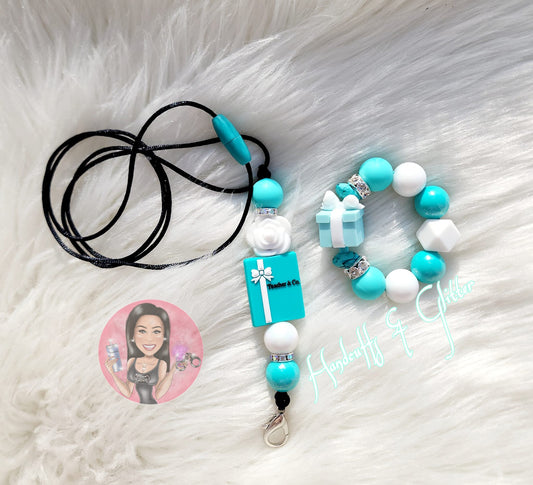 Set: Lanyard: Name Tag + Tumbler Charm - Tiffany Box