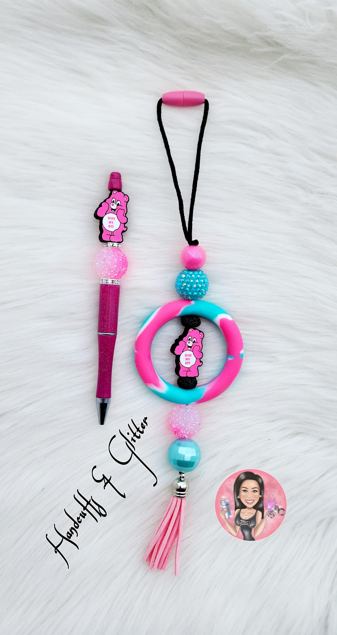 Set: Mirror Lanyard & Pen _ Mean Bears