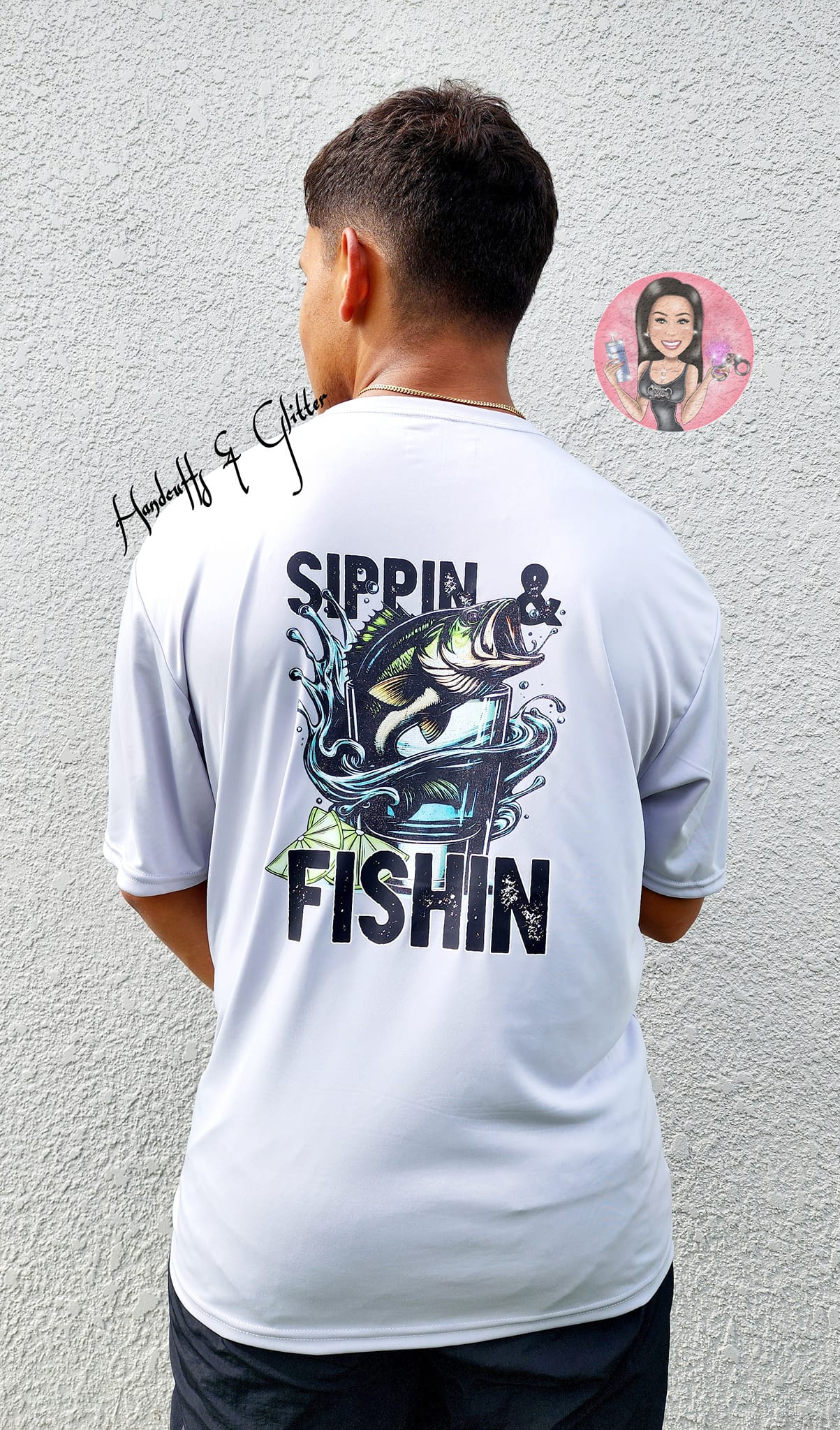 T-Shirt: Ladies Racerback Tank "Sippin & Fishin"